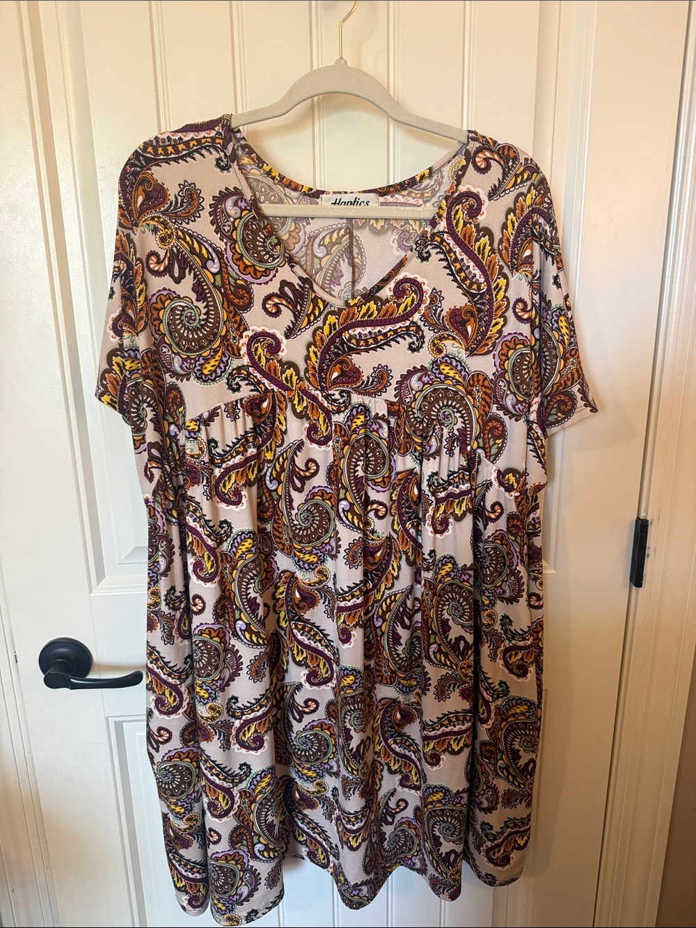Haptics Paisley Print Dress in Cream & Rust Brown